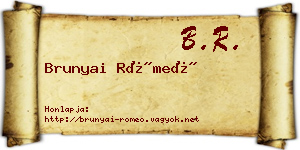 Brunyai Rómeó névjegykártya